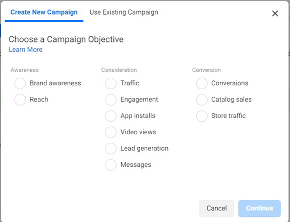 select an objective for the ad you are going to create in Ads Manager for vacation rental facebook ads- Zeevou