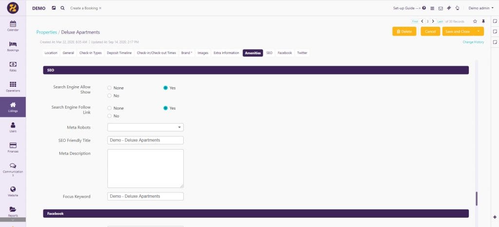 Zeevou's direct booking website