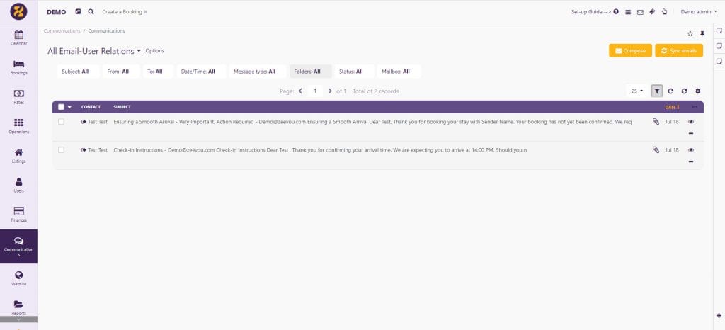 Unified inbox for vacation rentals- Zeevou