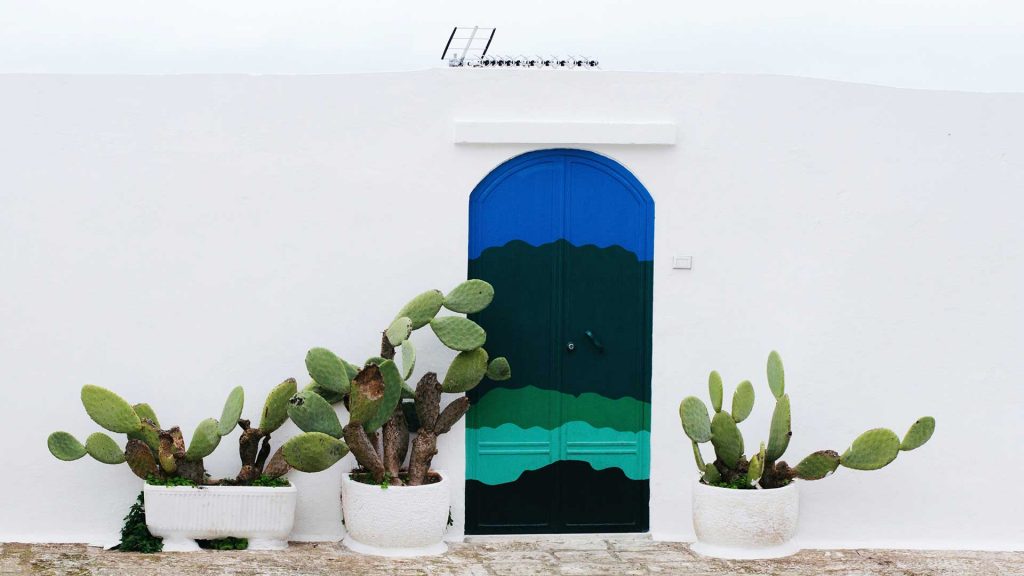 A colorful door within a white wall-Zeevou