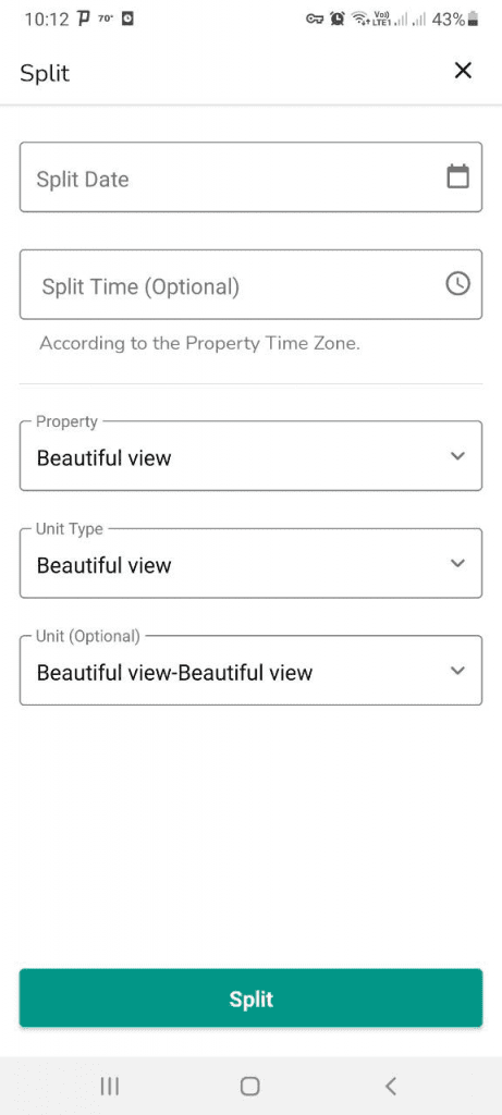 The booking is divided into two, the first and second booking when you split it.