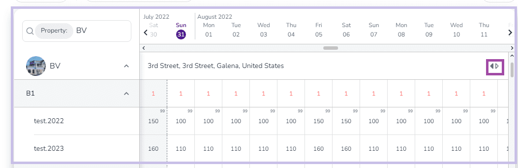 Rate & Availability Calendar
